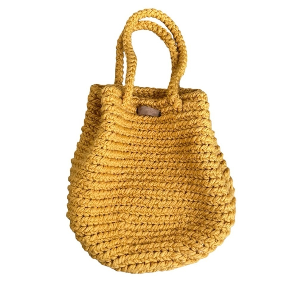 Golden Knit Satchel Bag Hand Crafted